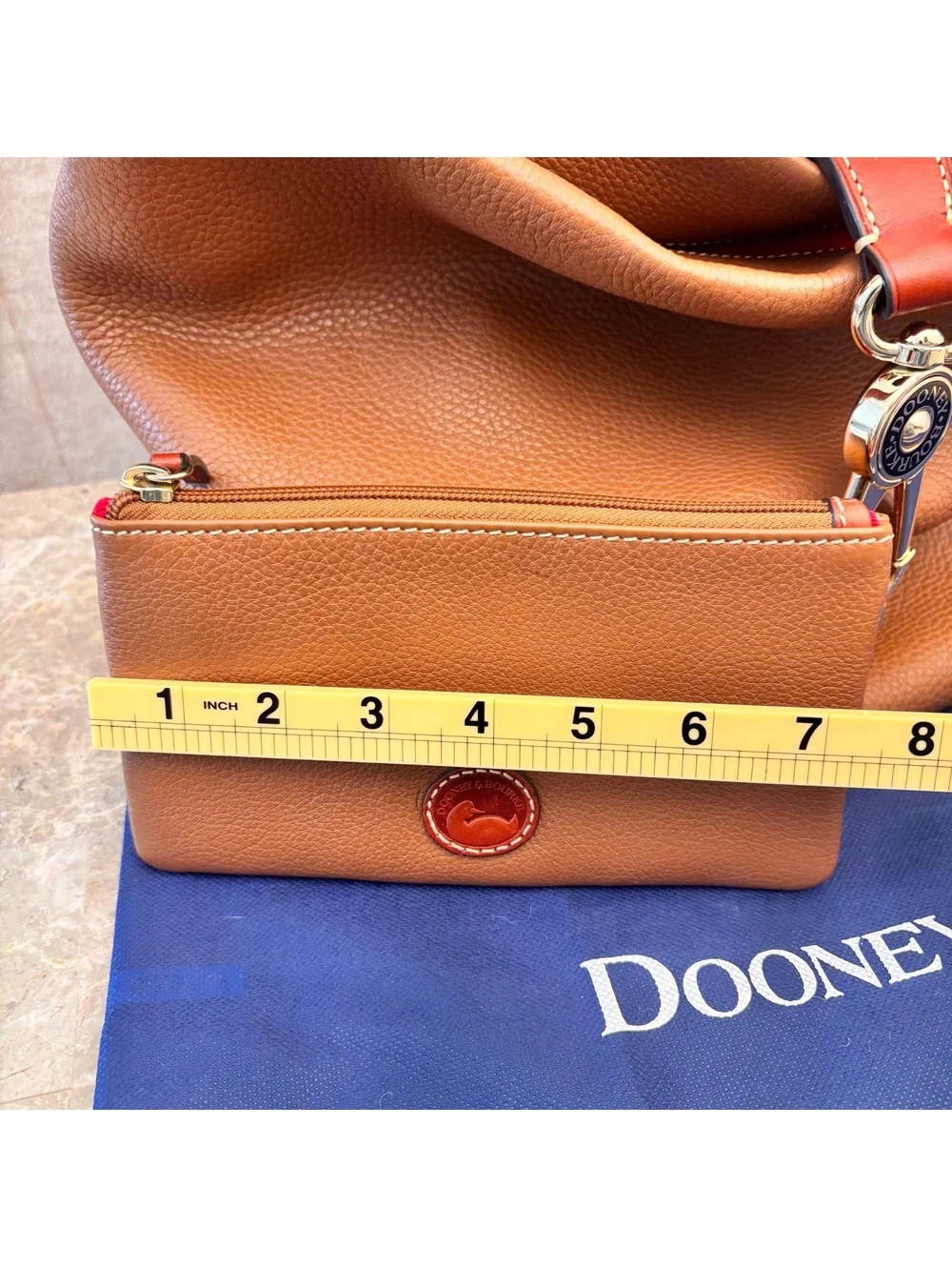 Dooney & Bourke Pebbled Leather Hobo Shoulder Bag with Matching Wristlet - Cognc